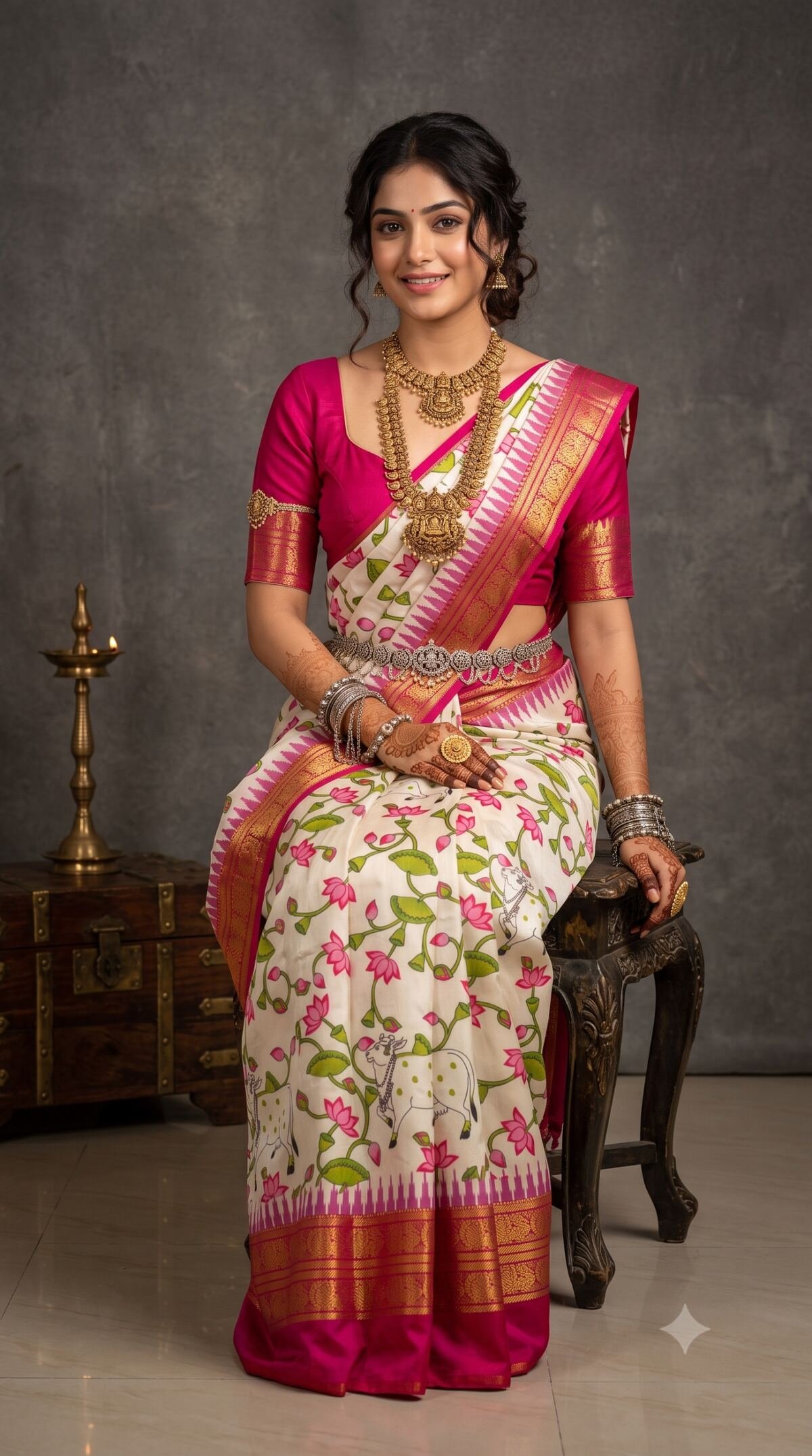 Ikat Print Saree - PANHO10-IPRSIZBCD-09