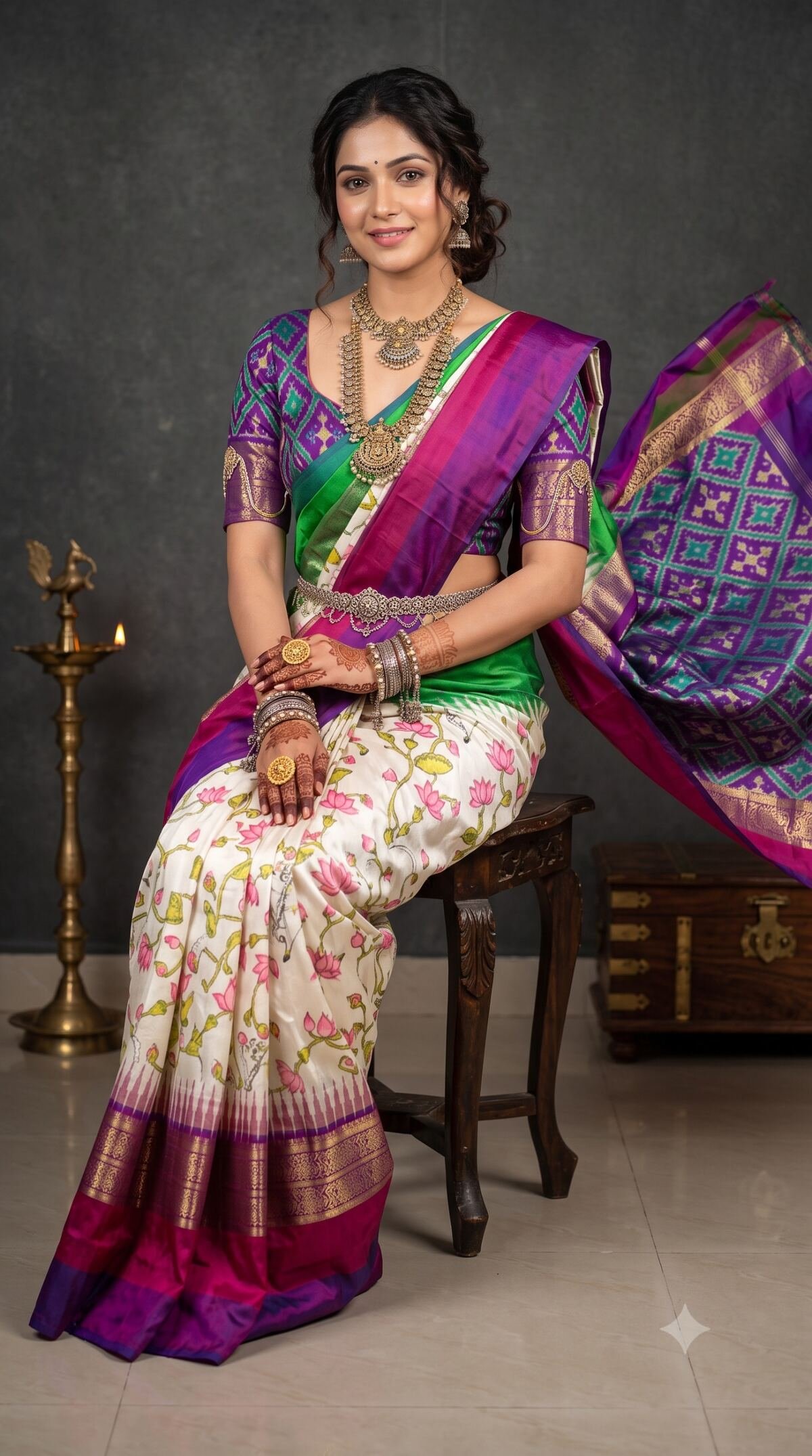 Ikat Print Saree - PANHO10-IPRSIZBDD-04