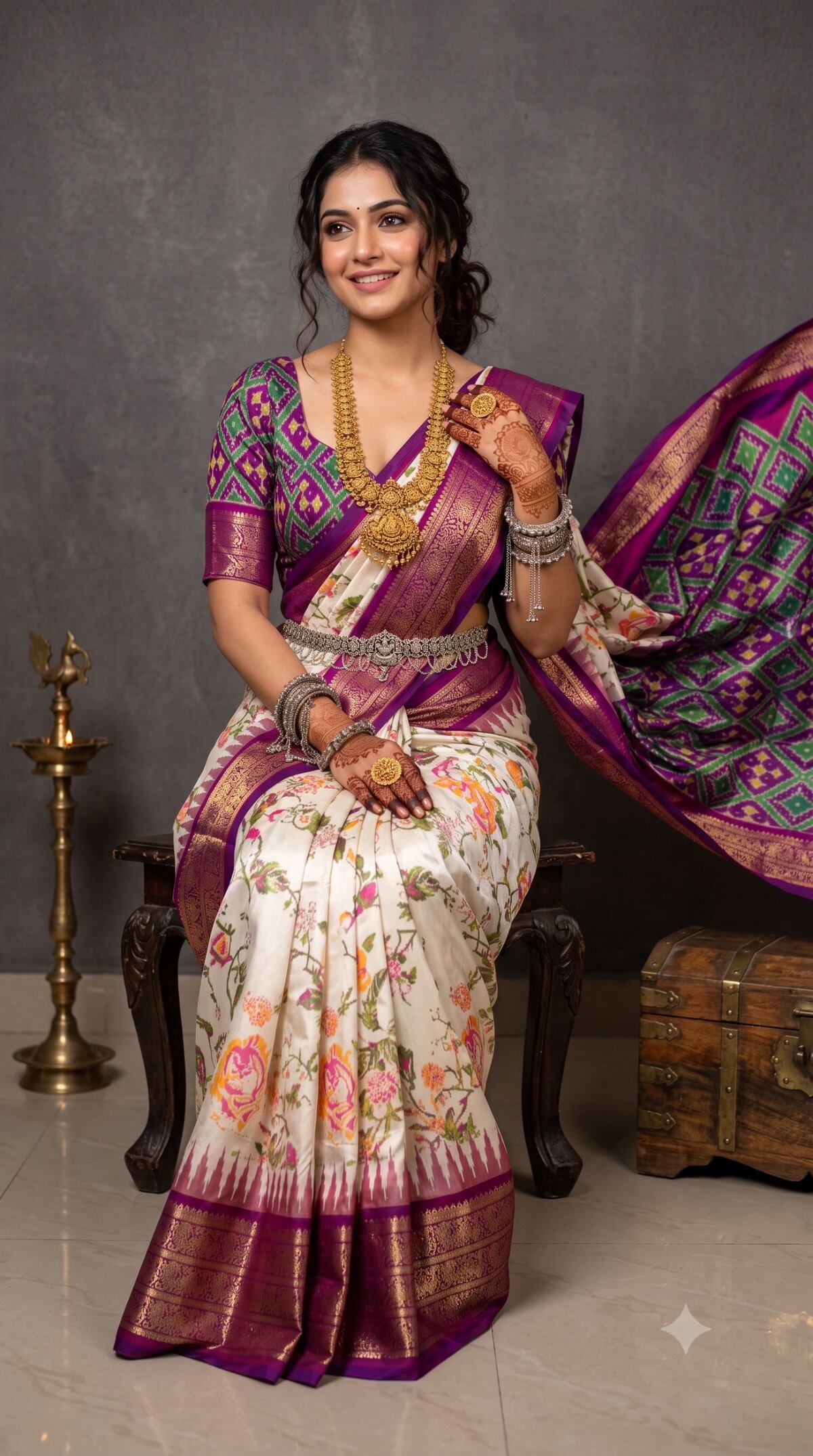 Ikat Print Saree - PANHO10-IPRSIZBDD-05