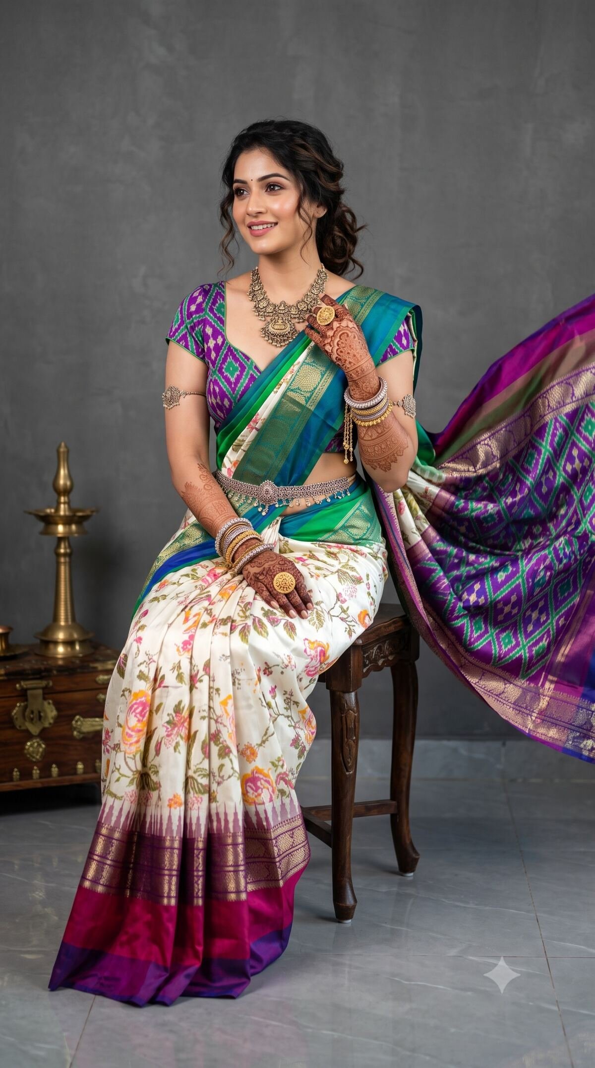 Ikat Print Saree - PANHO10-IPRSIZBDD-06