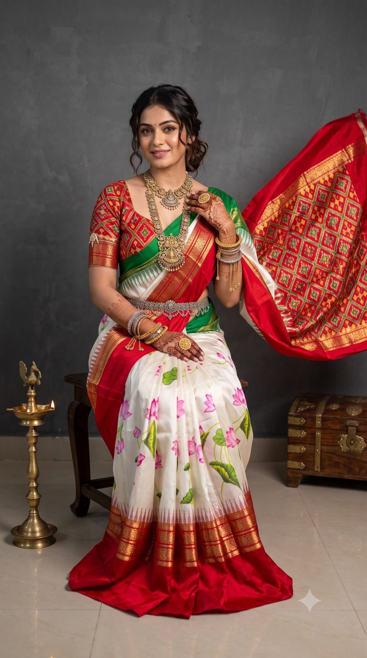 Ikat Print Saree - PANHO10-IPRSIZBDD-09