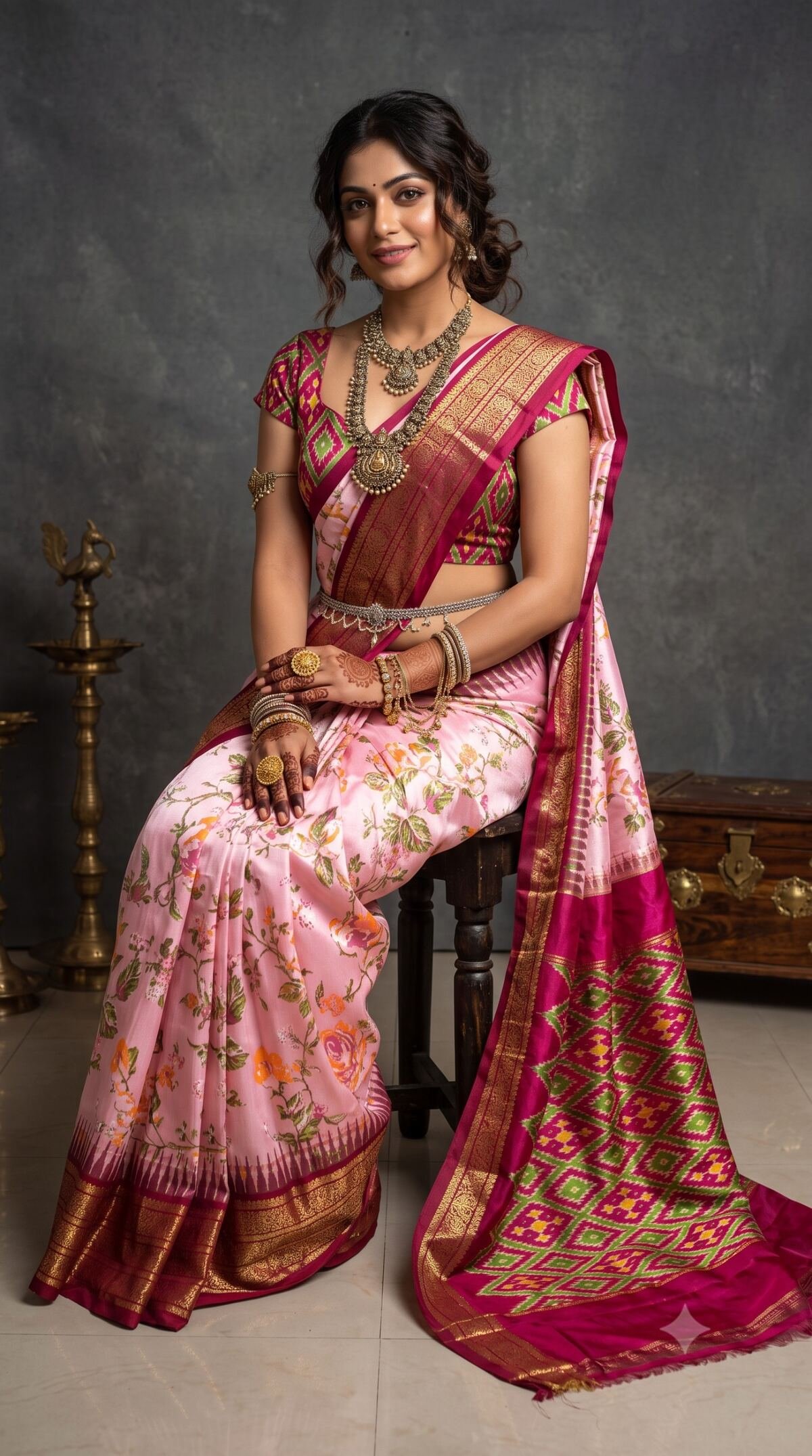 Ikat Print Saree - PANHO10-IPRSIZBDD-10
