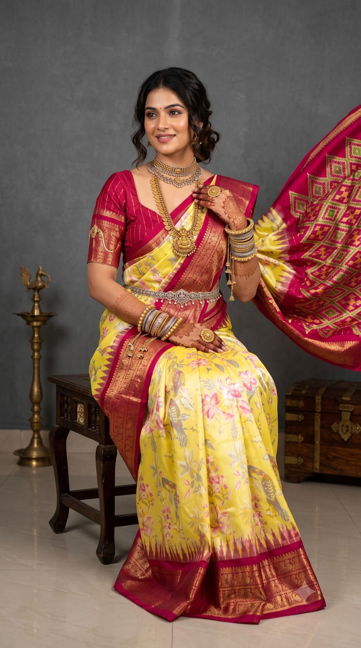 Ikat Print Saree - PANHO10-IPRSIZBDD-12