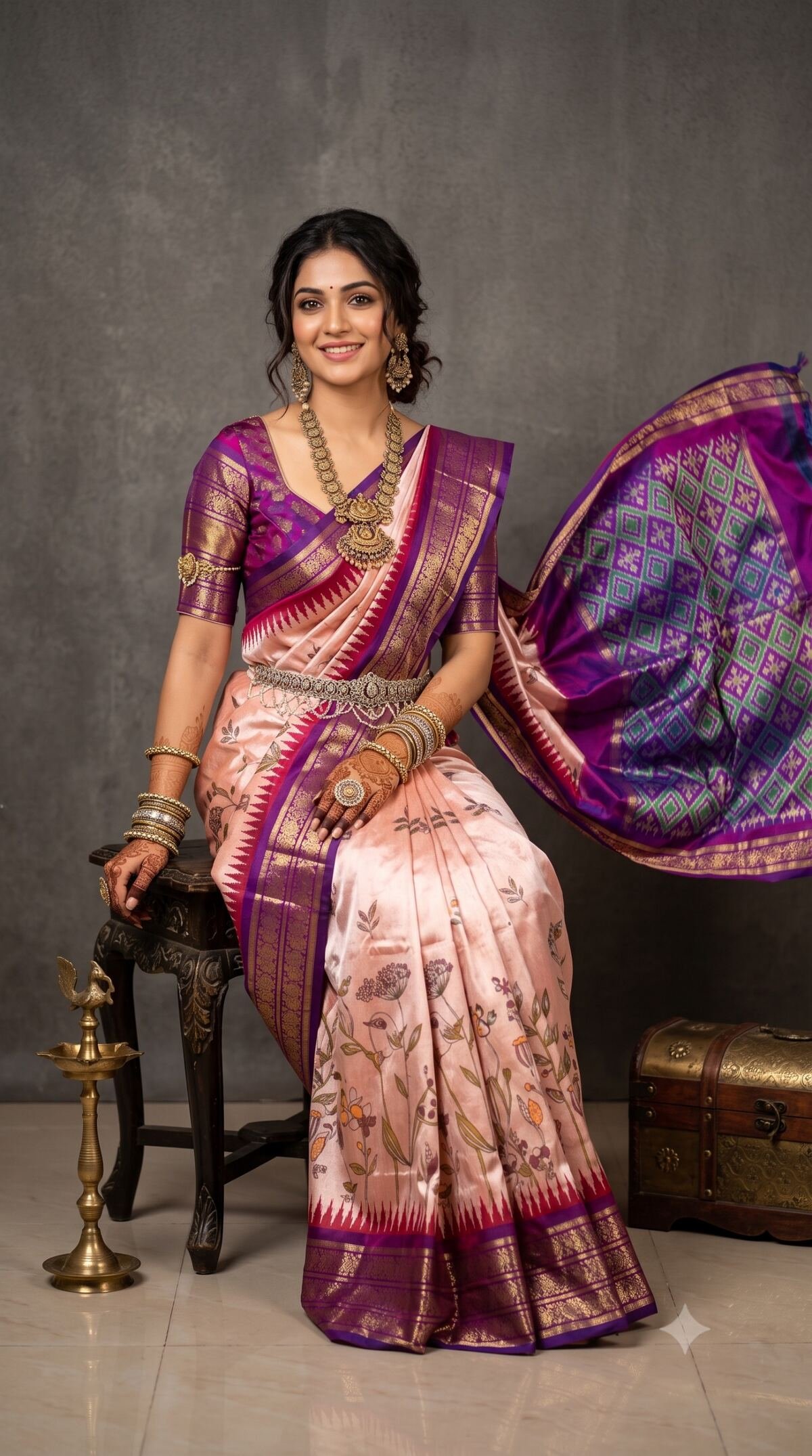 Ikat Print Saree - PANHO10-IPRSIZBDD-14