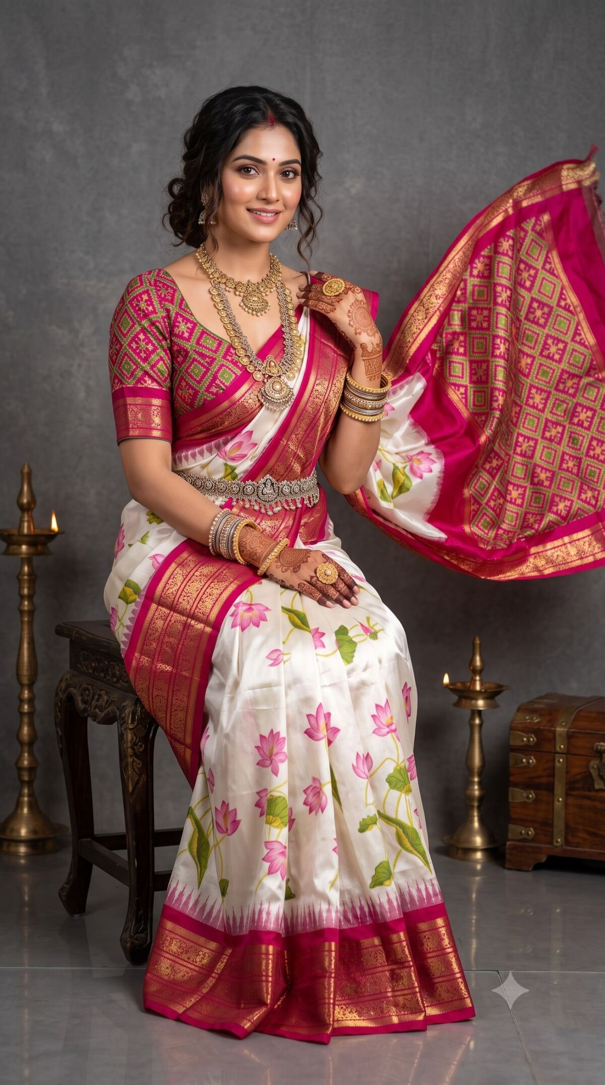 Ikat Print Saree - PANHO10-IPRSIZBDD-16