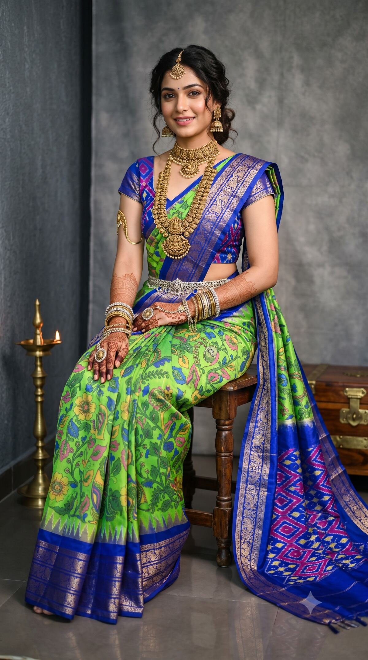 Ikat Print Saree - PANHO10-IPRSIZBDD-18