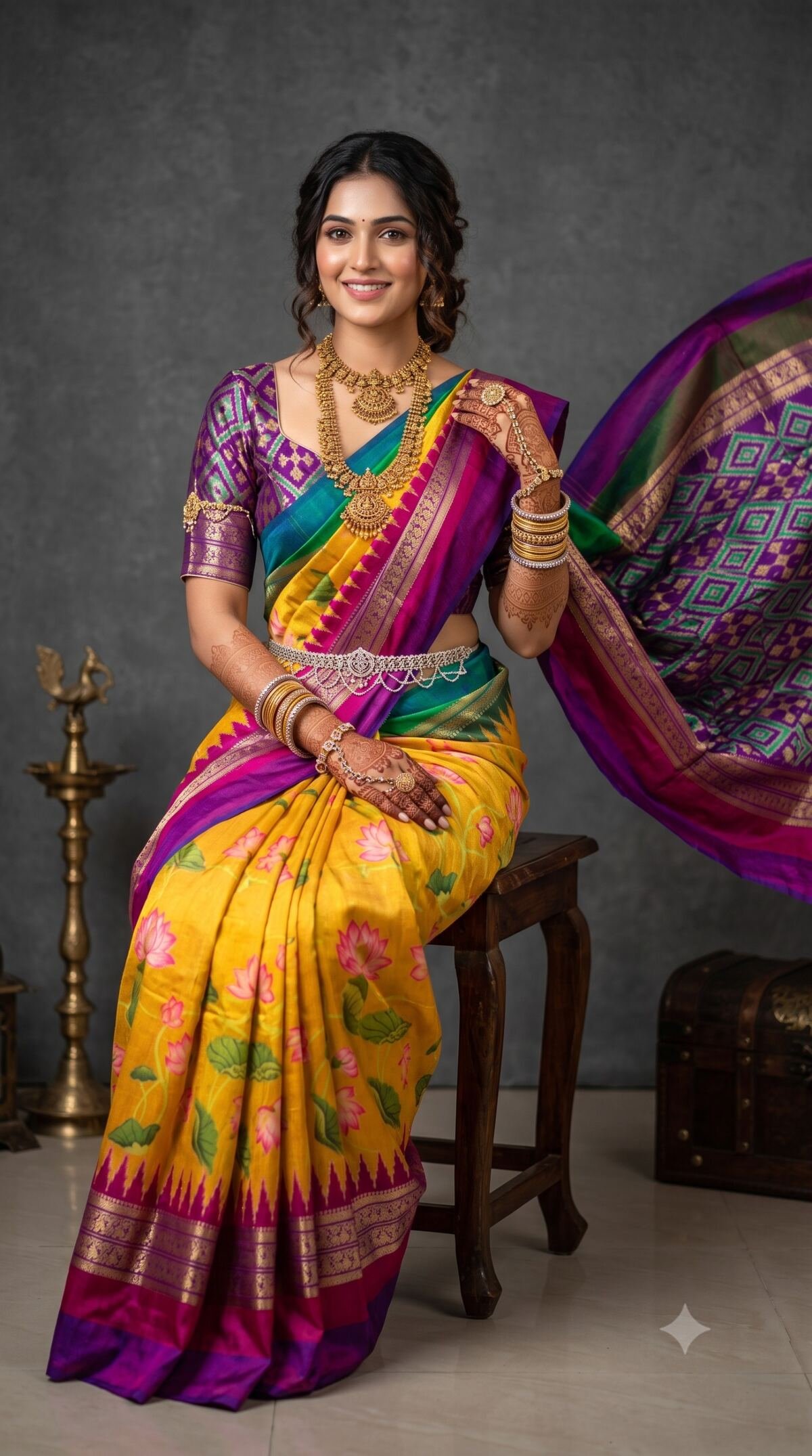 Ikat Print Saree - PANHO10-IPRSIZBDD-21