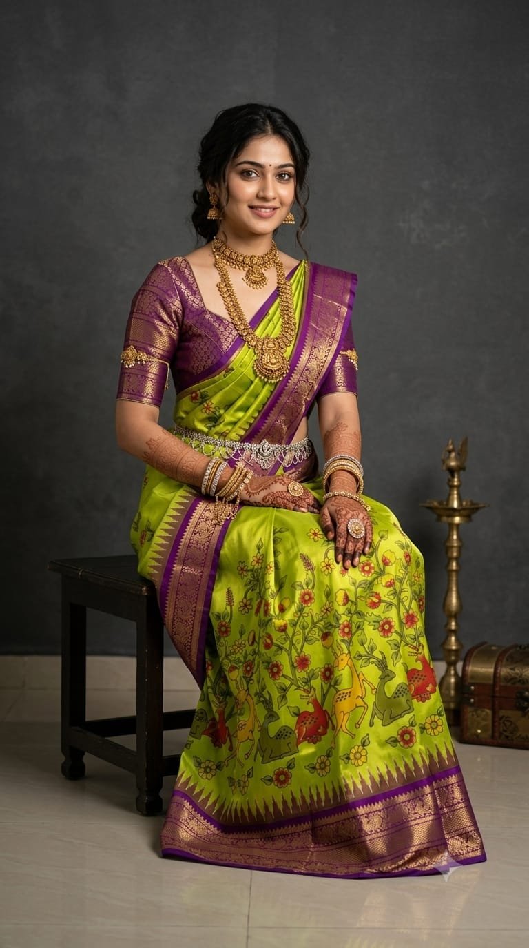 Ikat Print Saree - PANHO13-IPRSIZBDC-18