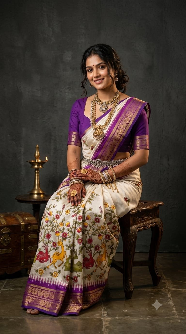 Ikat Print Saree - PANHO13-IPRSIZBDC-21