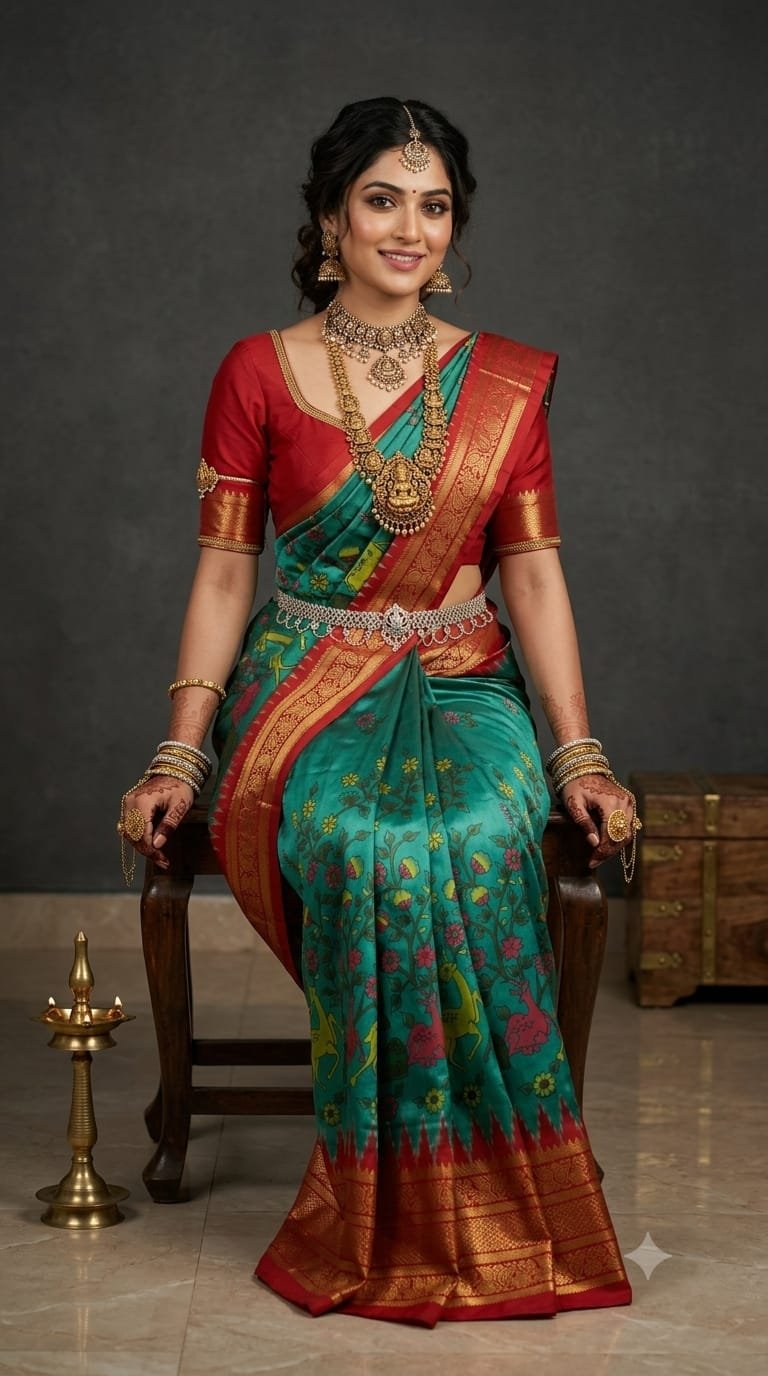 Ikat Print Saree - PANHO13-IPRSIZBDC-24