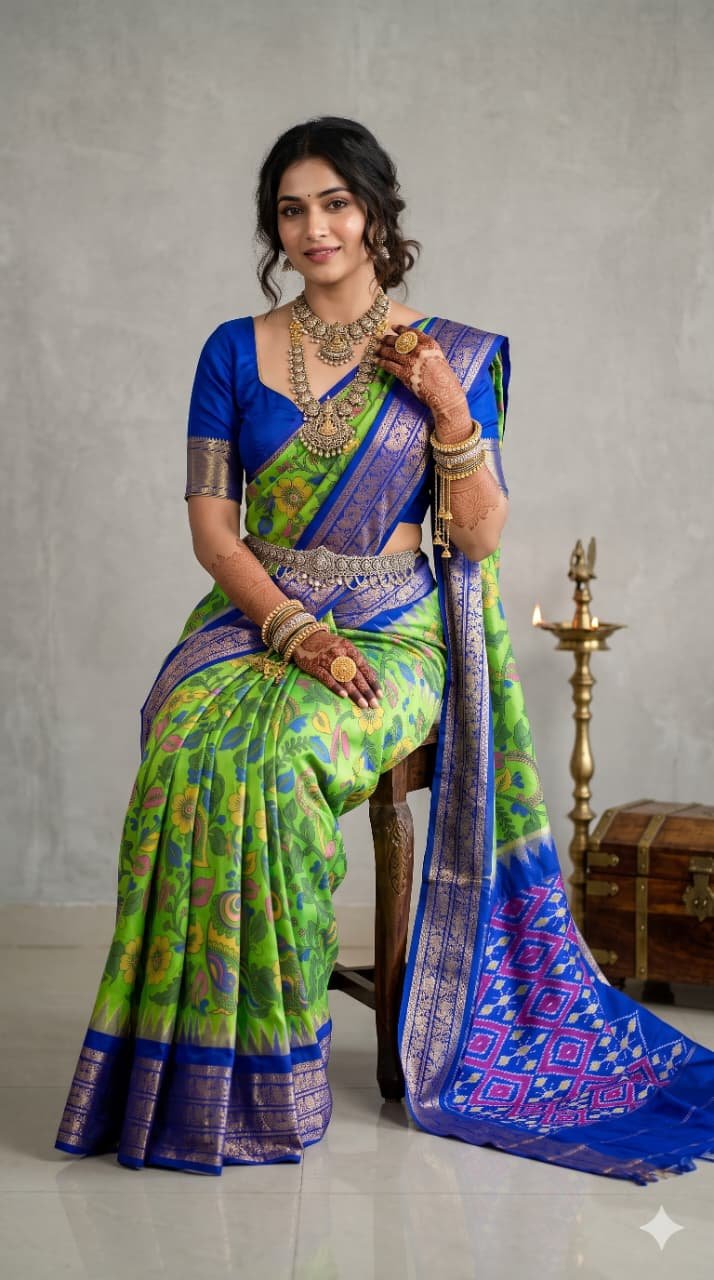 Ikat Print Saree - PANHO26-IPRSIZBCD-08