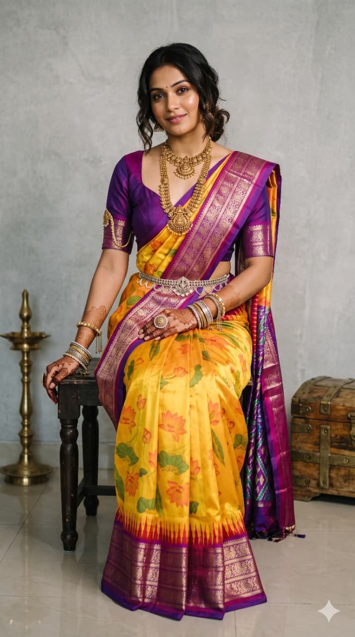 Ikat Print Saree - PANHO26-IPRSIZBCD-13