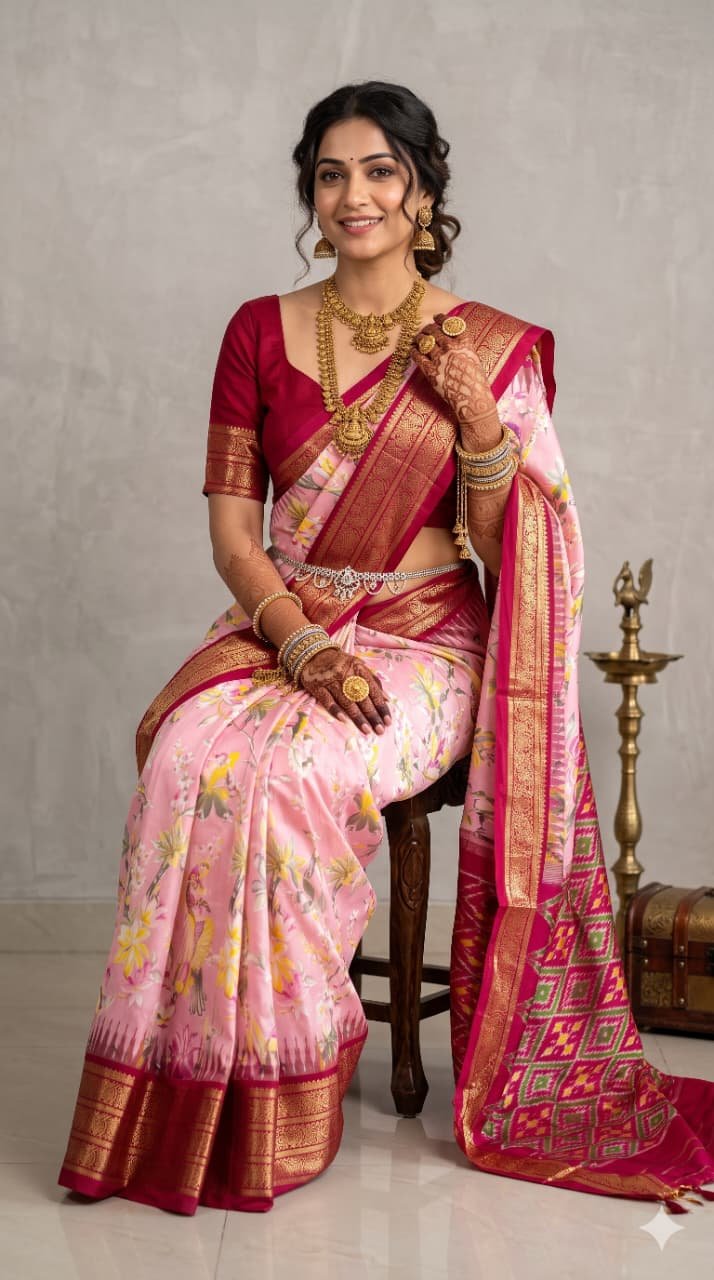 Ikat Print Saree - PANHO26-IPRSIZBCD-17