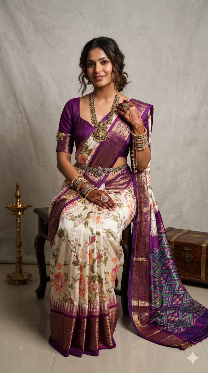 Ikat Print Saree - PANHO26-IPRSIZBCD-22