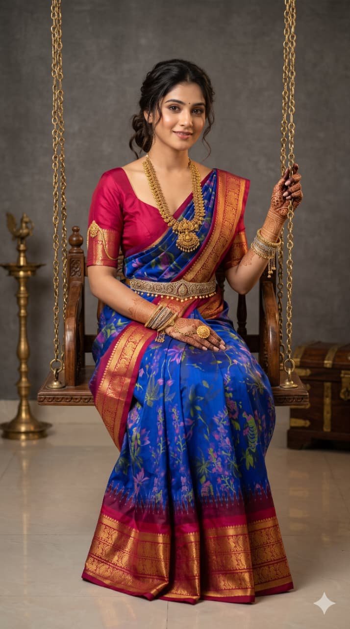 Ikat Print Saree - PANHO29-IPRSIZBCD-22