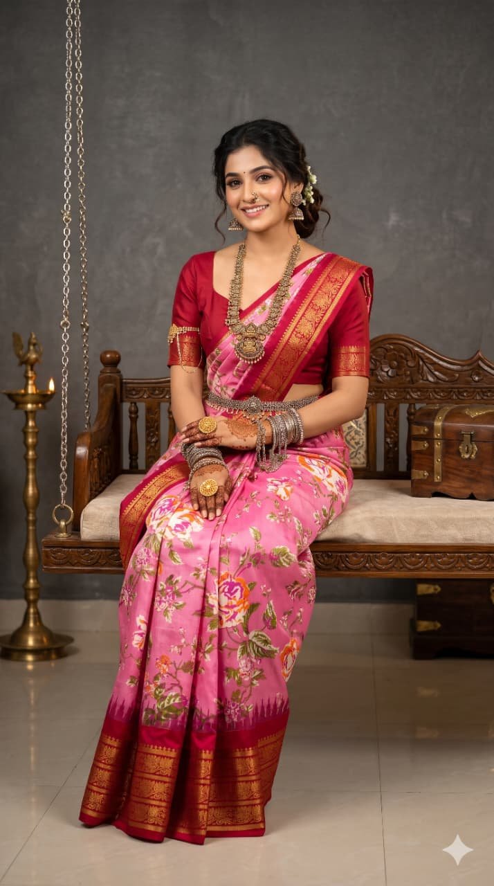 Ikat Print Saree - PANHO29-IPRSIZBCD-33