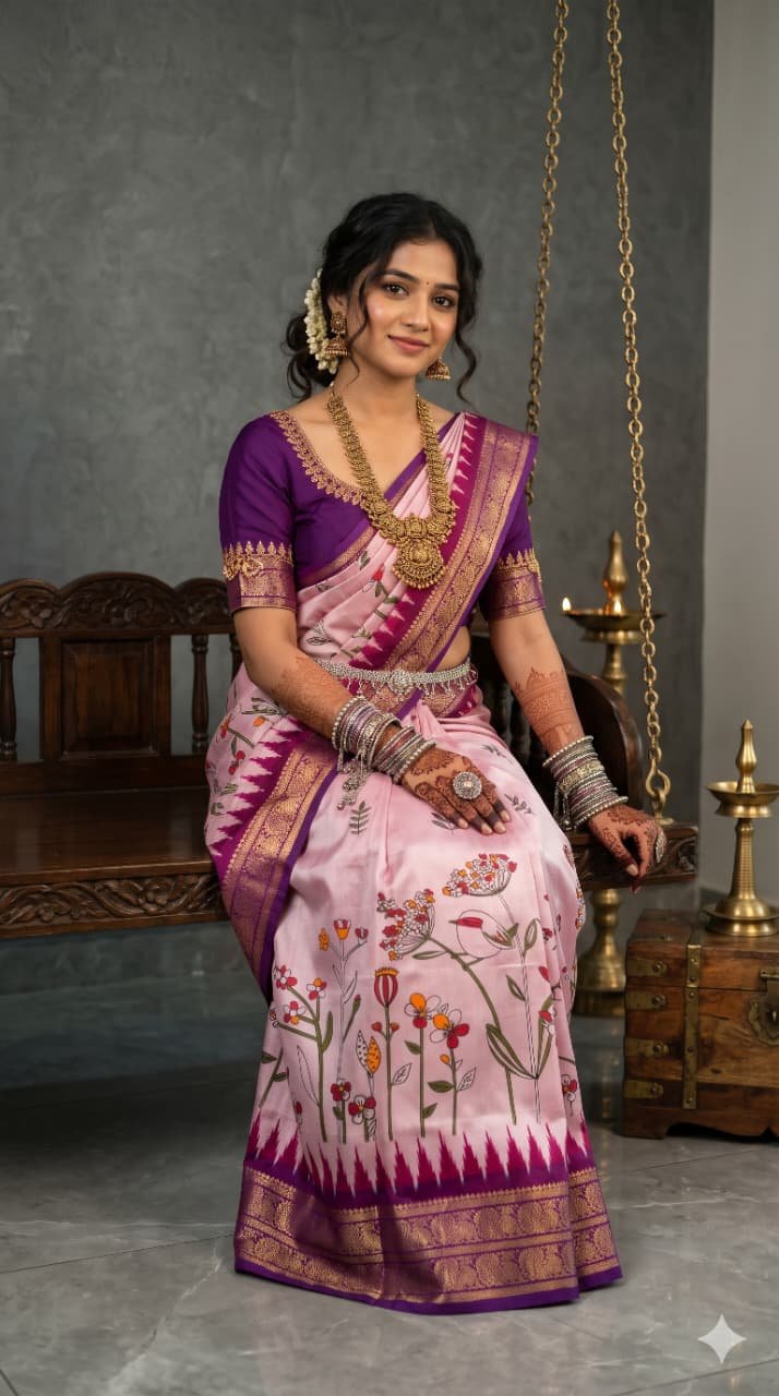 Ikat Print Saree - PANHO29-IPRSIZBCD-40
