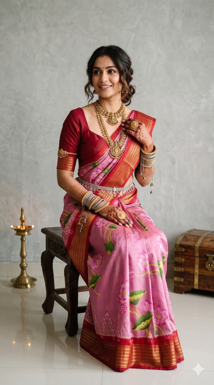 Ikat Print Saree - PANHO29-IPRSIZBCD-46