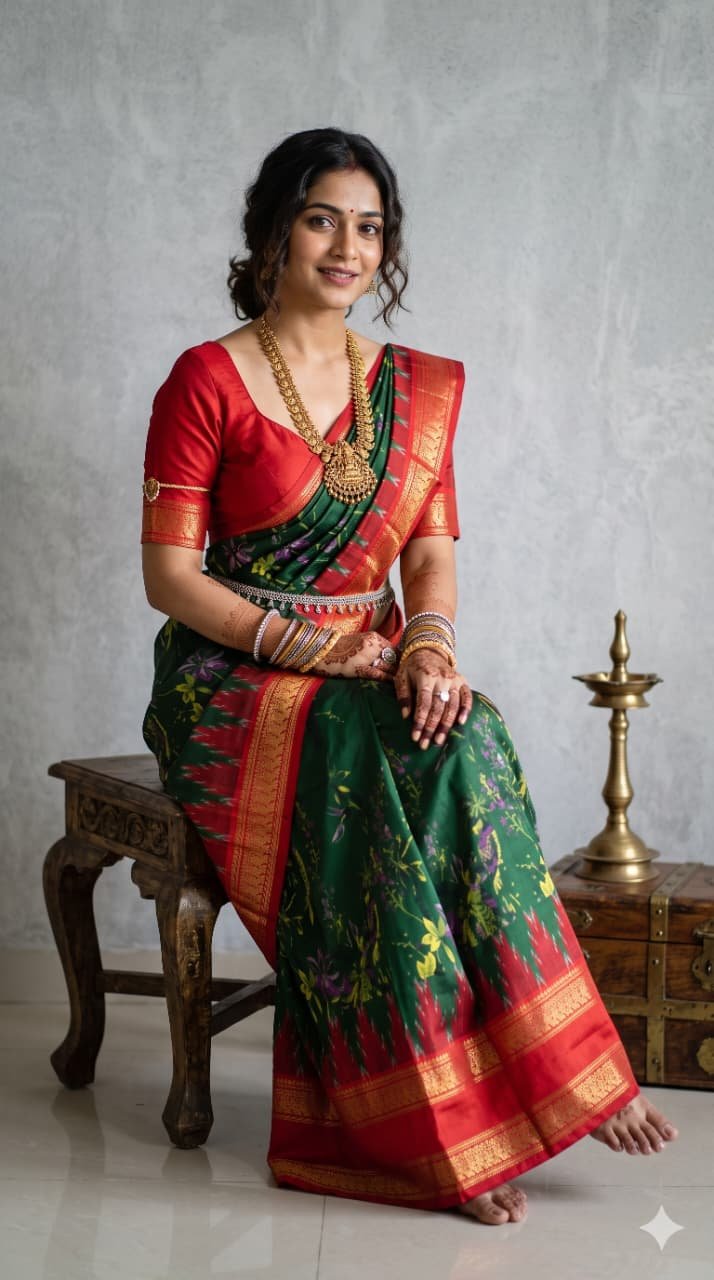 Ikat Print Saree - PANHO29-IPRSIZBCD-48