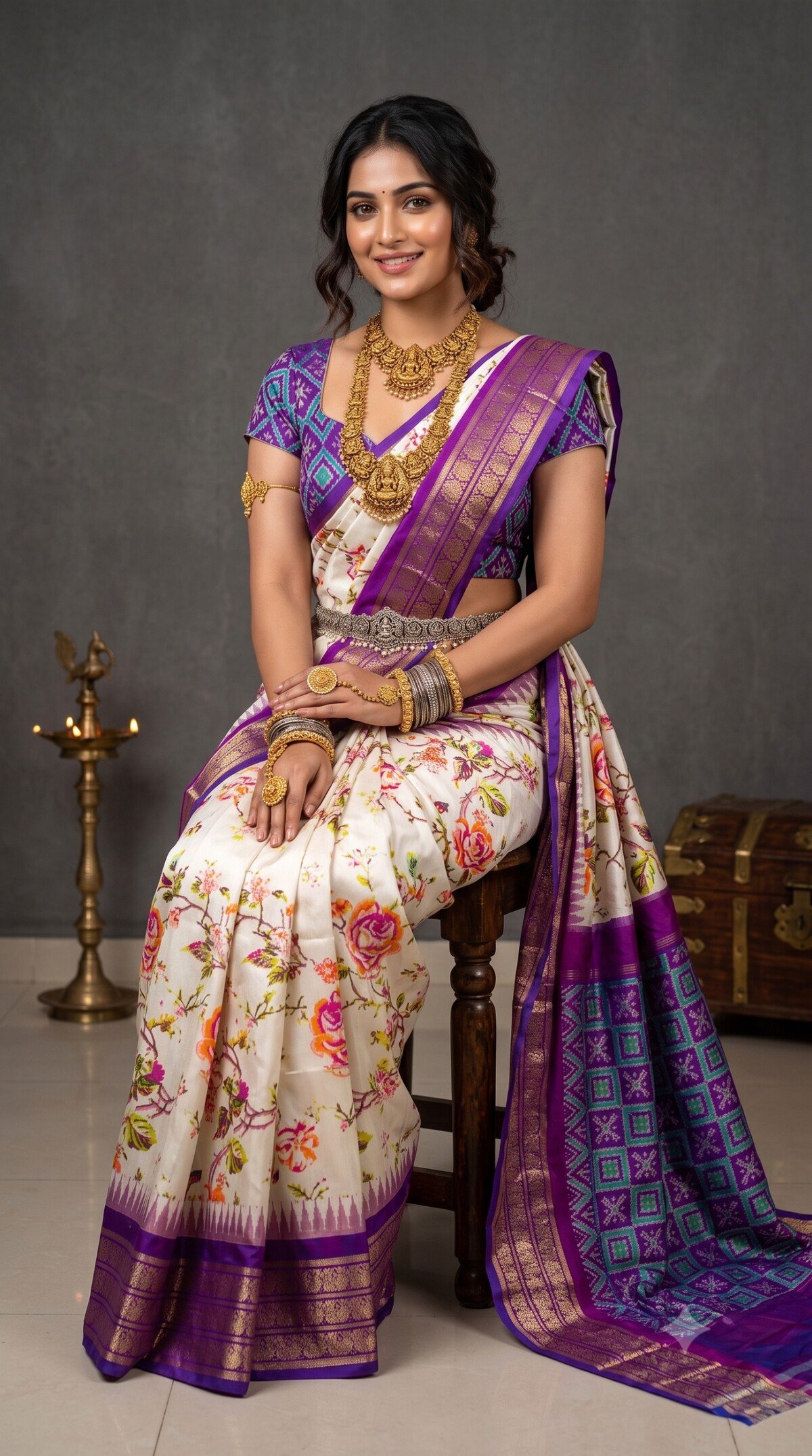 Ikat Print Saree - PANHS15-IPRSIZSCD-31