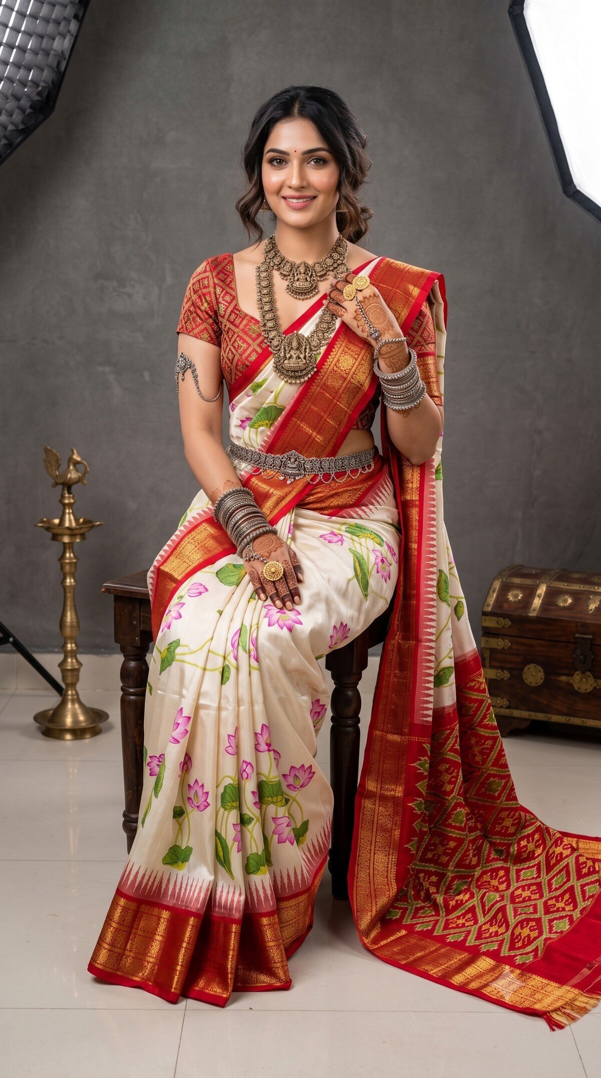 Ikat Print Saree - PANHS15-IPRSIZSCD-35