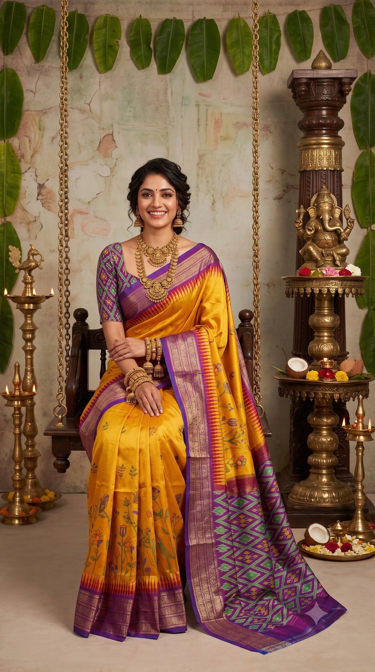 Ikat Print Saree - PANHS24-IPRSIZSDD-02