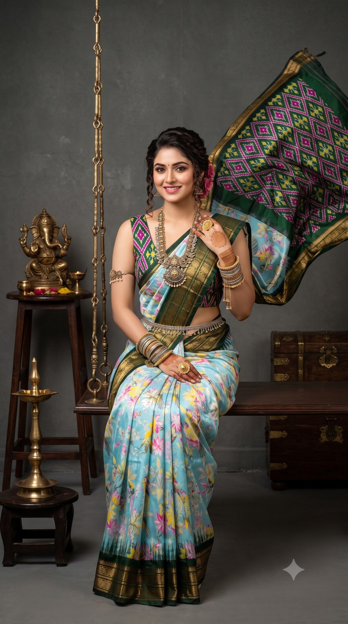 Ikat Print Saree - PANHS24-IPRSIZSDD-09