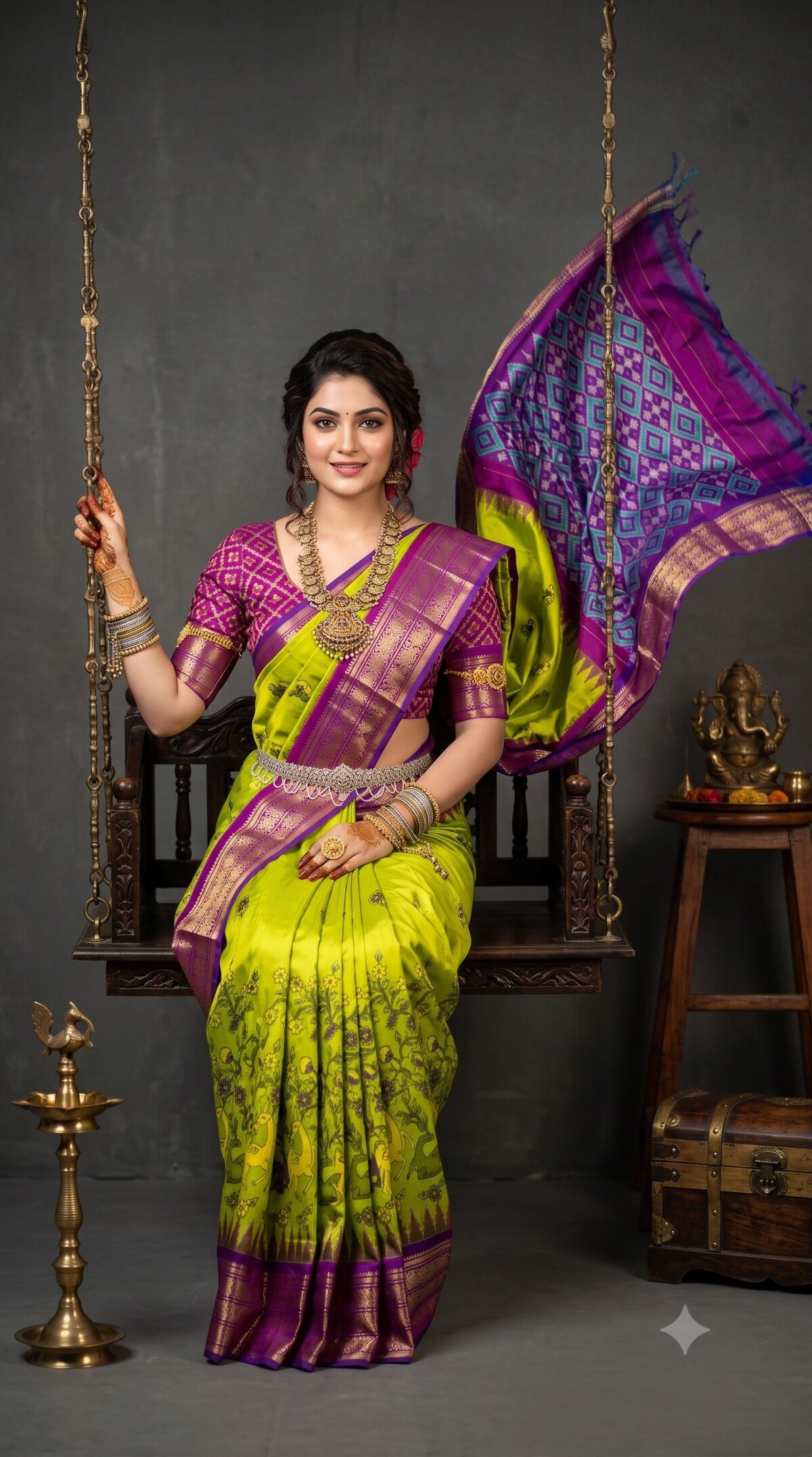 Ikat Print Saree - PANHS24-IPRSIZSDD-10