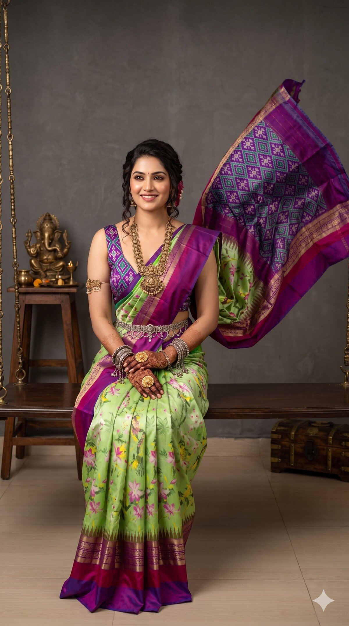 Ikat Print Saree - PANHS24-IPRSIZSDD-14