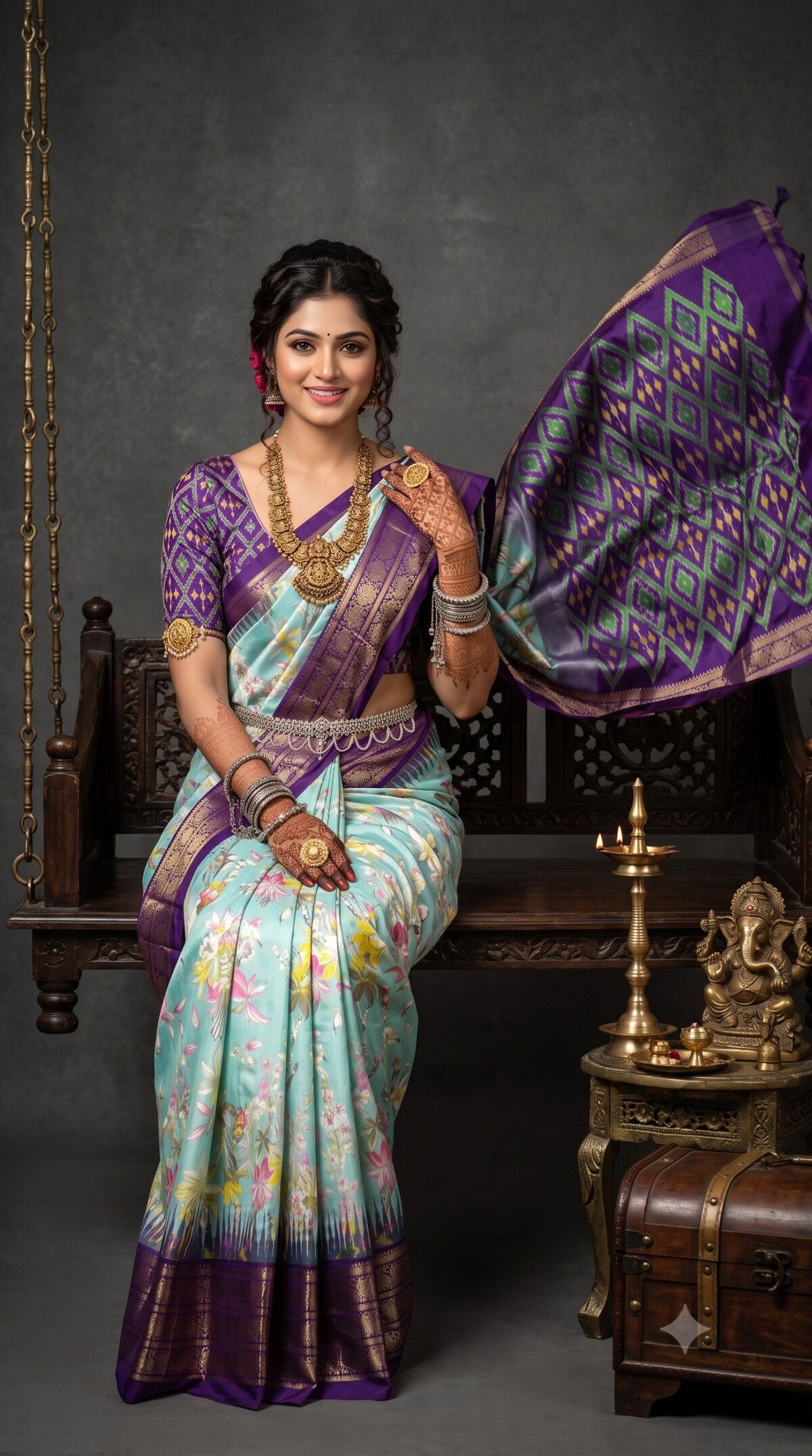 Ikat Print Saree - PANHS24-IPRSIZSDD-15
