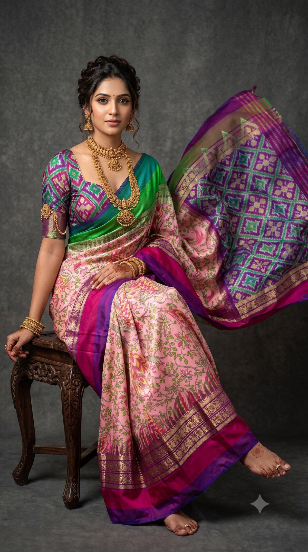 Ikat Print Saree - PANHS24-IPRSIZSDD-25