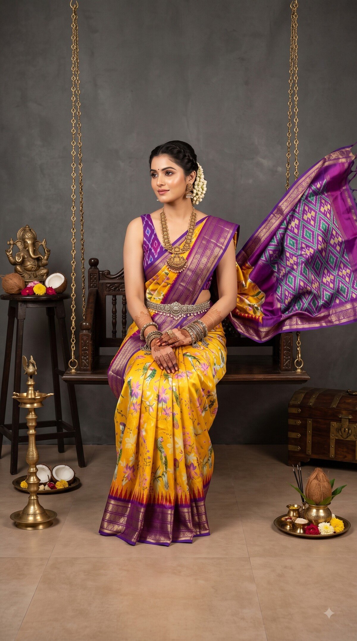 Ikat Print Saree - PANHS24-IPRSIZSDD-26