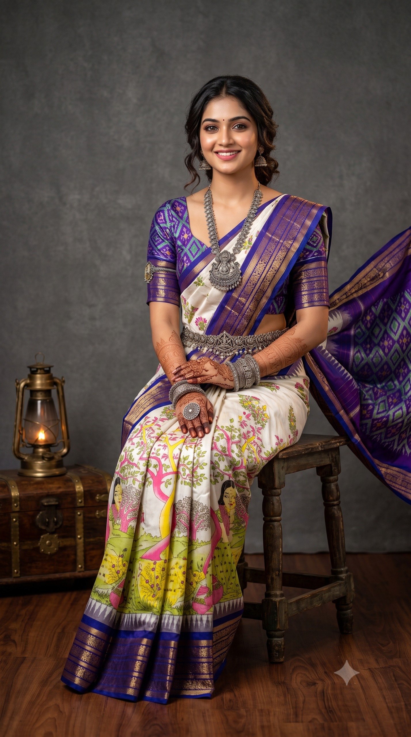Ikat Print Saree - PANHS27-IPRSIZBCD-08
