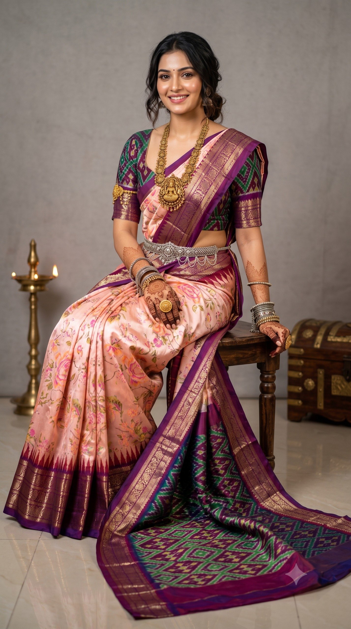 Ikat Print Saree - PANHS27-IPRSIZBCD-10