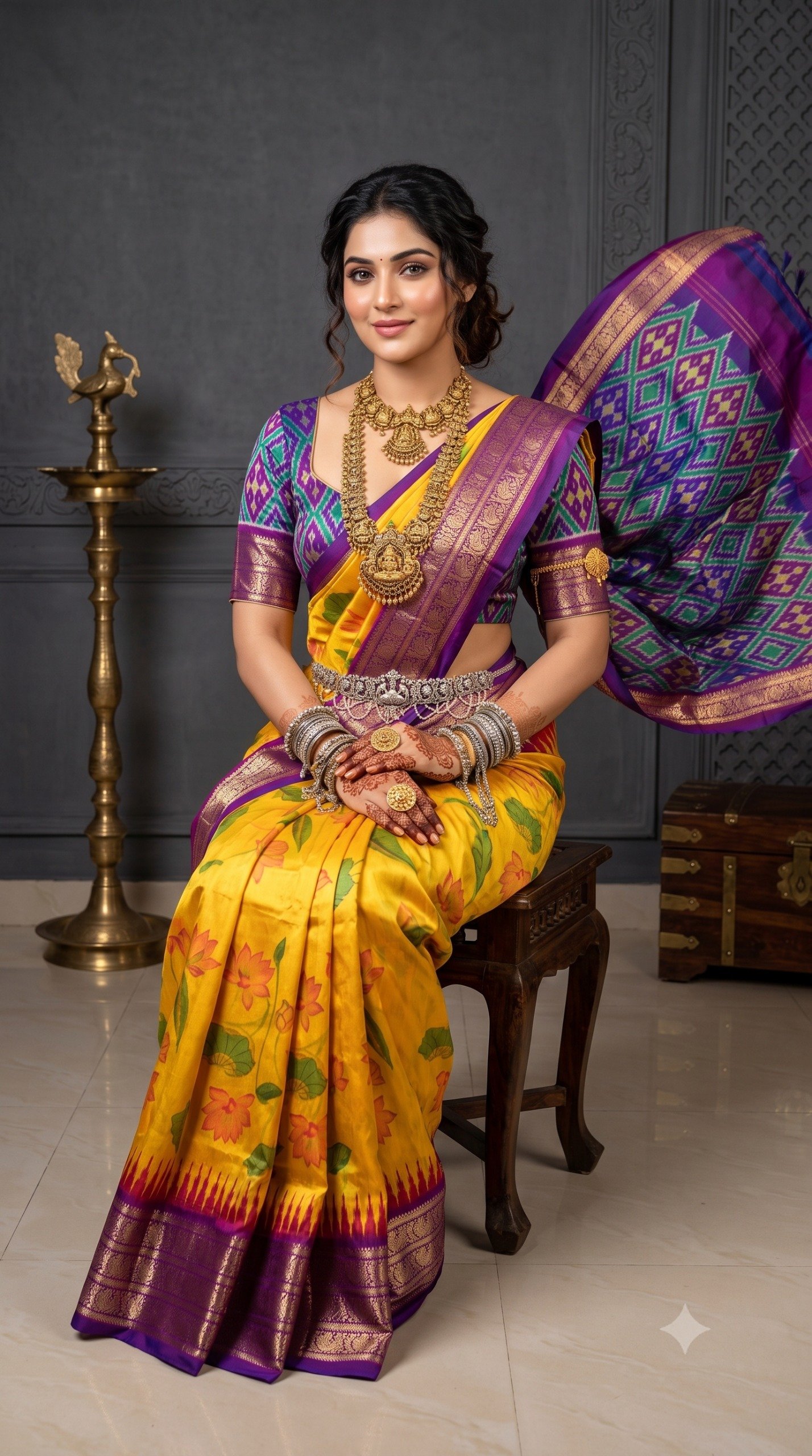 Ikat Print Saree - PANHS27-IPRSIZBCD-11