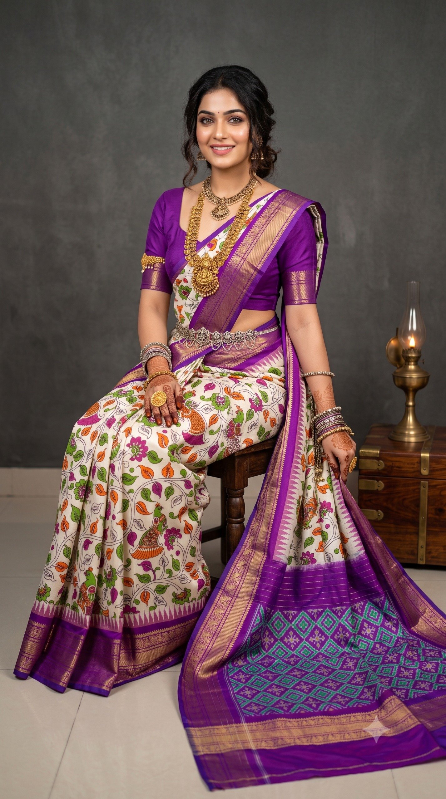 Ikat Print Saree - PANHS27-IPRSIZBCD-24