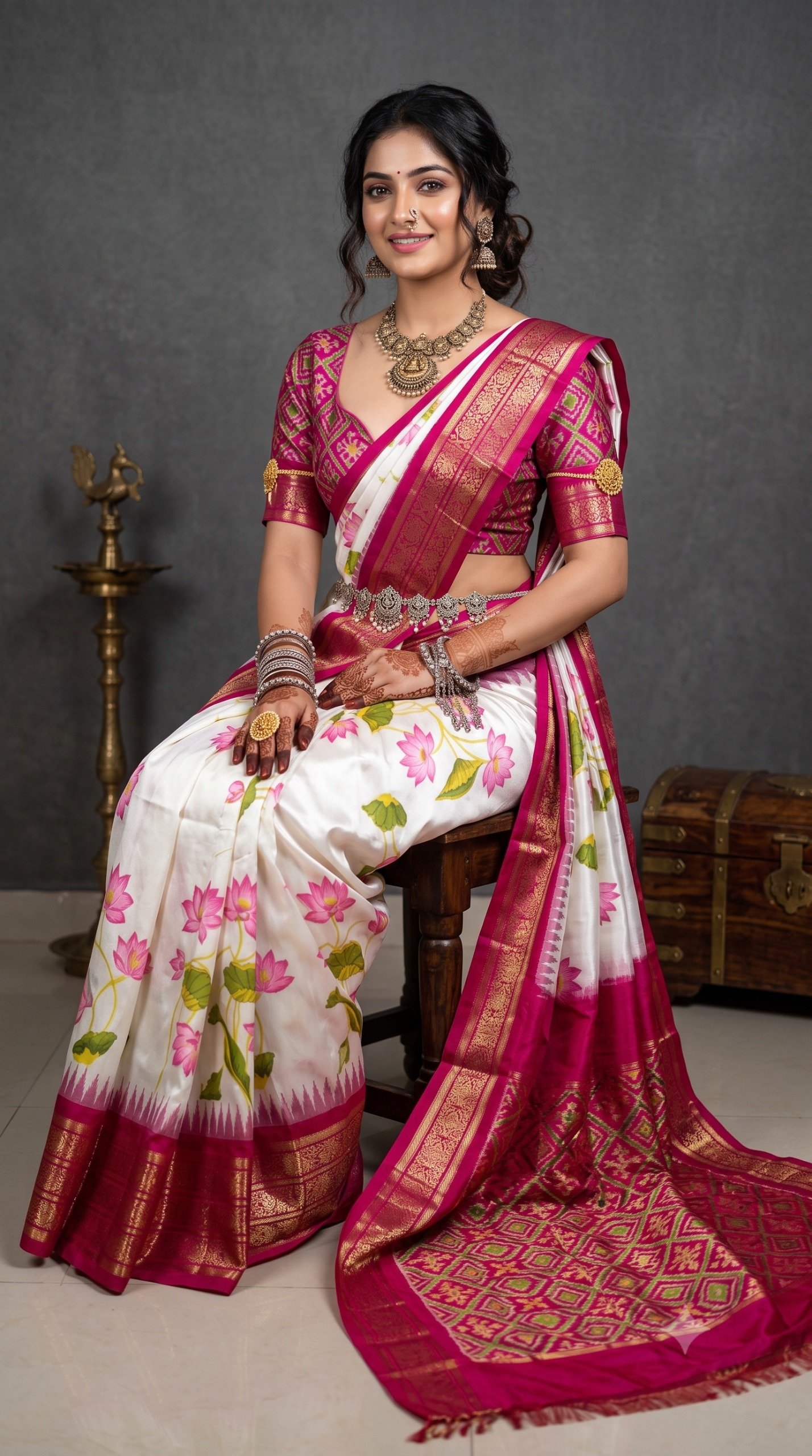 Ikat Print Saree - PANHS27-IPRSIZBCD-27
