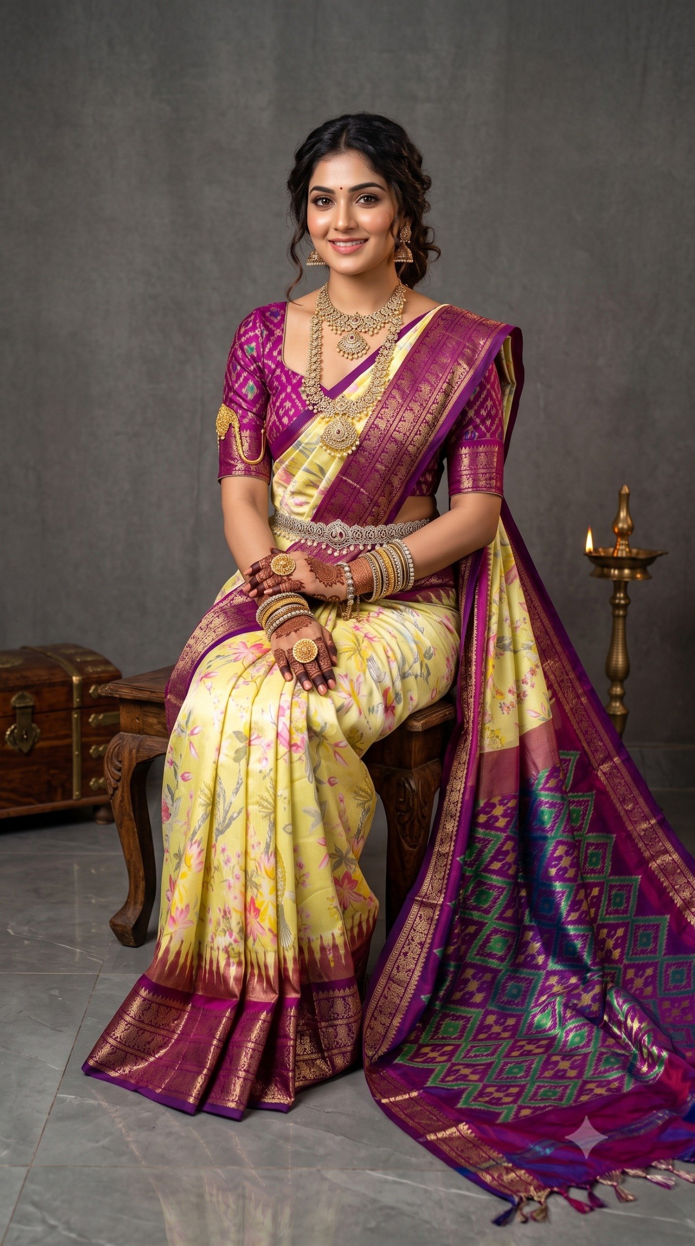 Ikat Print Saree - PANHS27-IPRSIZBCD-29
