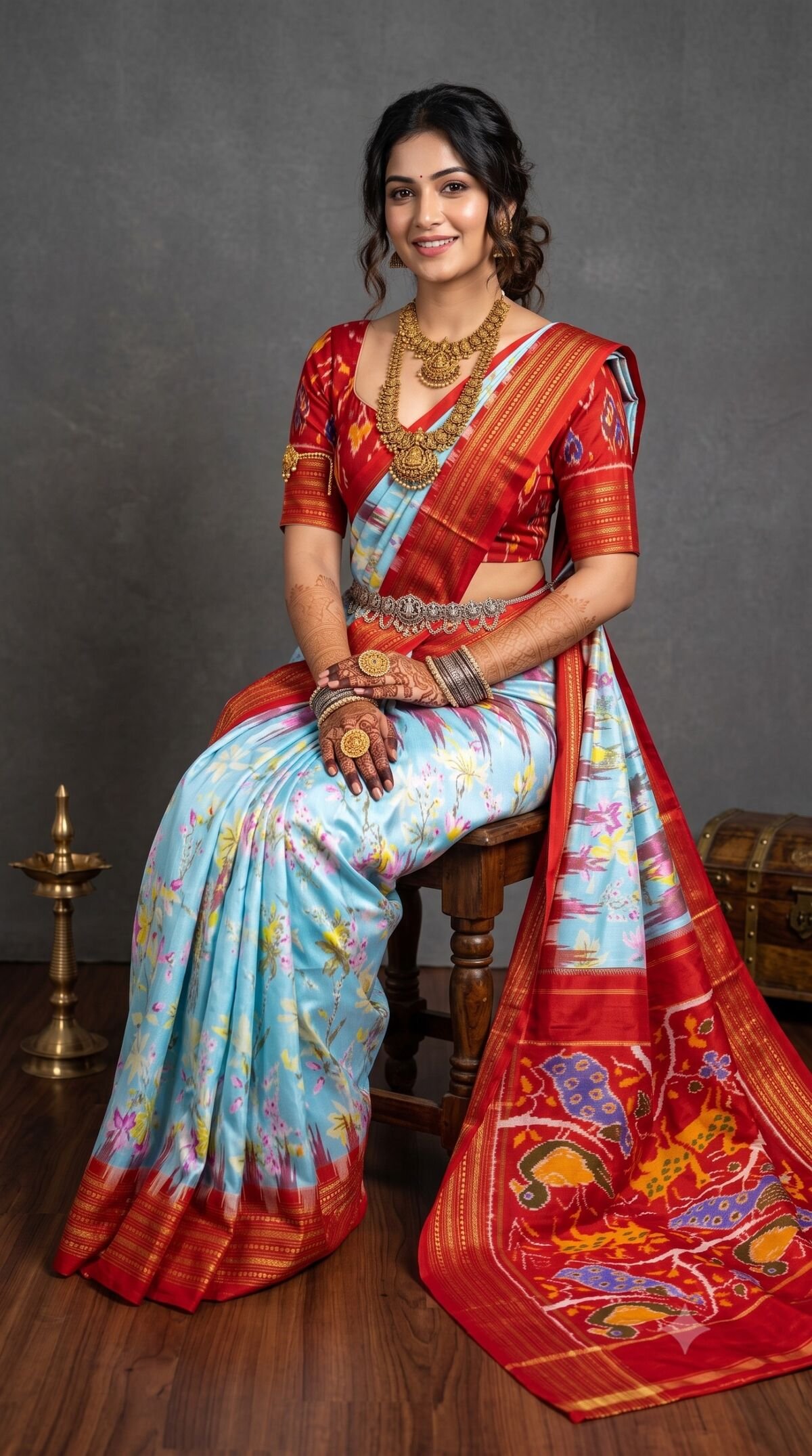 Ikat Print Saree - PANHS30-IPRSIZBCC-27