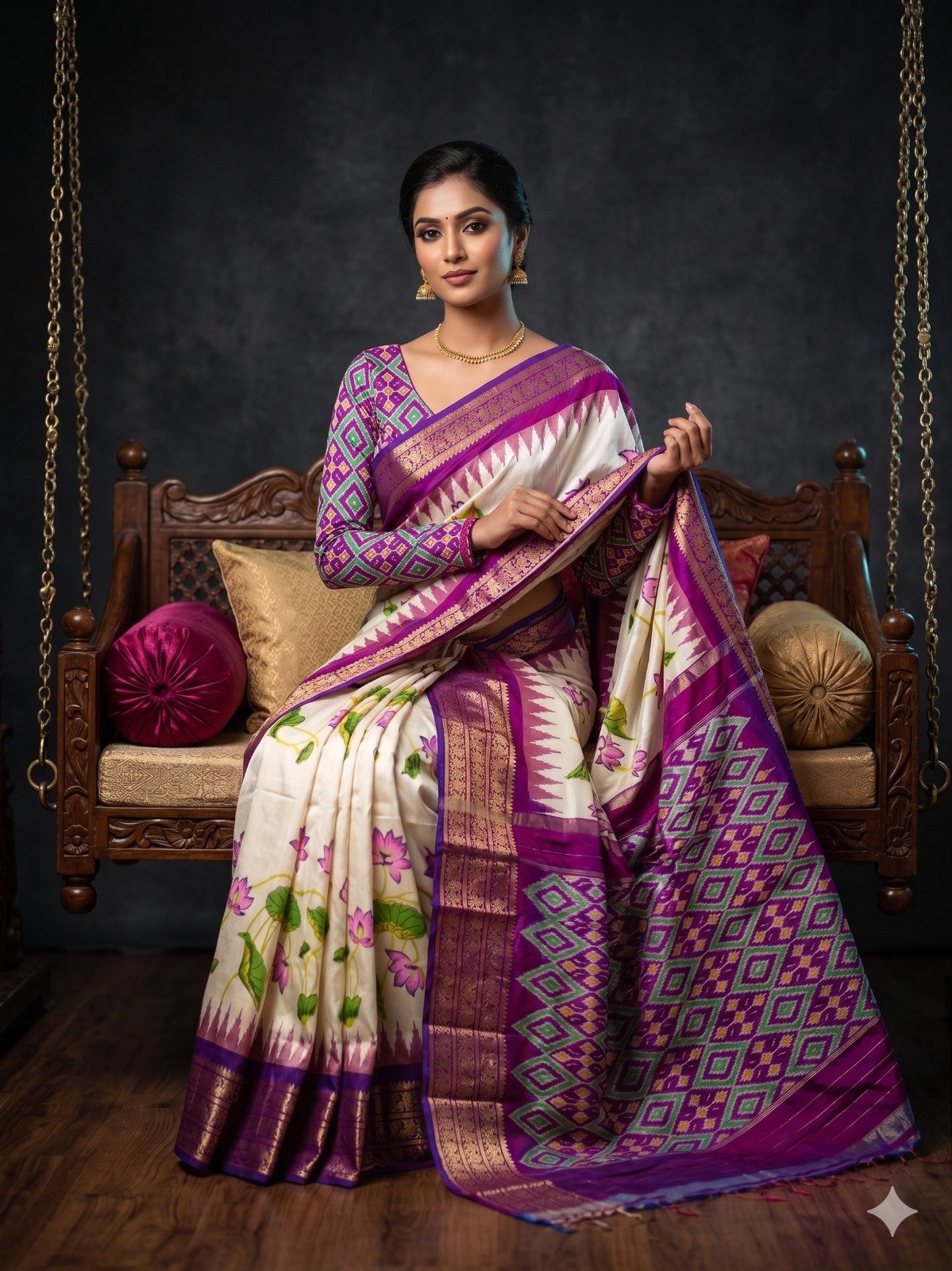 Ikat print saree - PANHY14-IPRSIZSCD-09