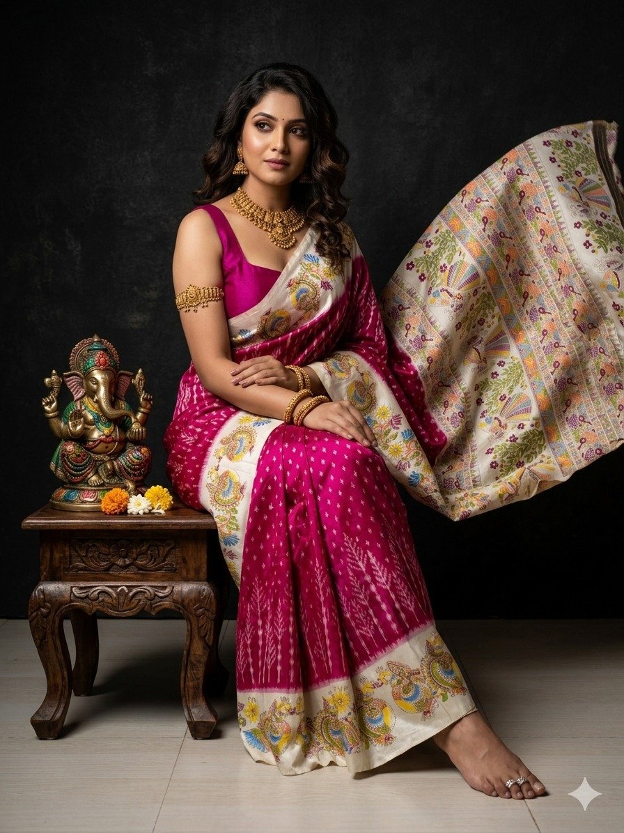 Ikat print saree - PANHY18-IPRSICSDD-24
