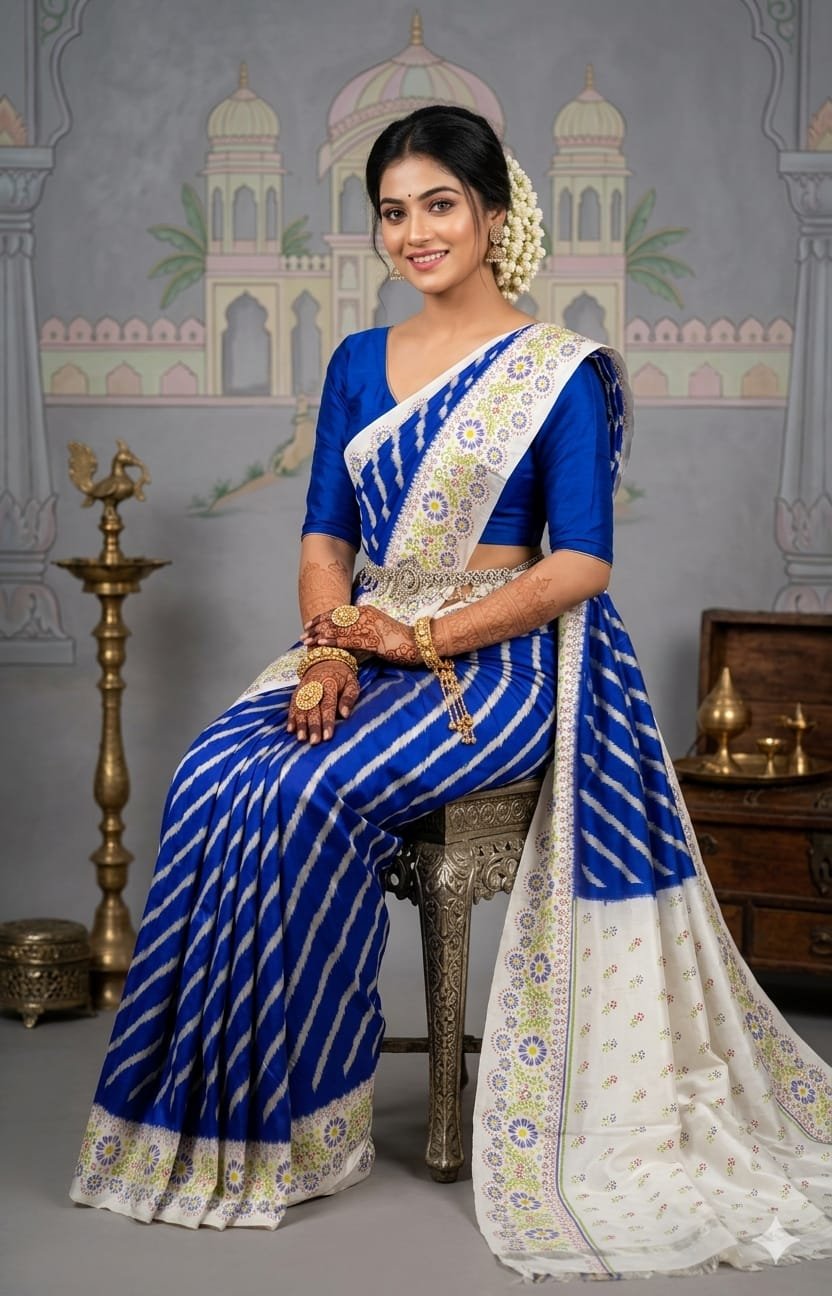 Ikat print saree - PANHY23-IPRSICSCD-12