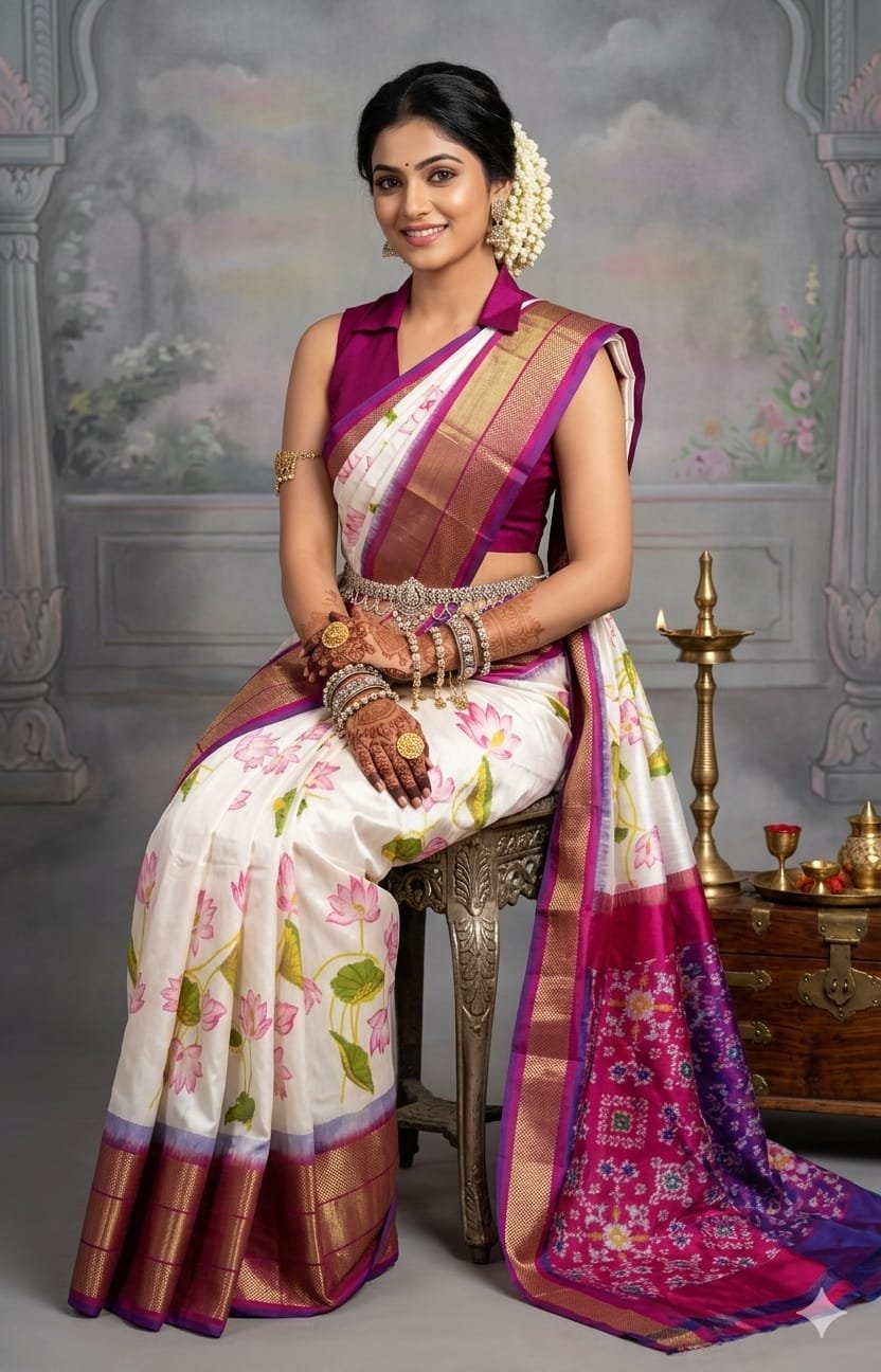 Ikat print saree - PANHY23-IPRSICSCD-17