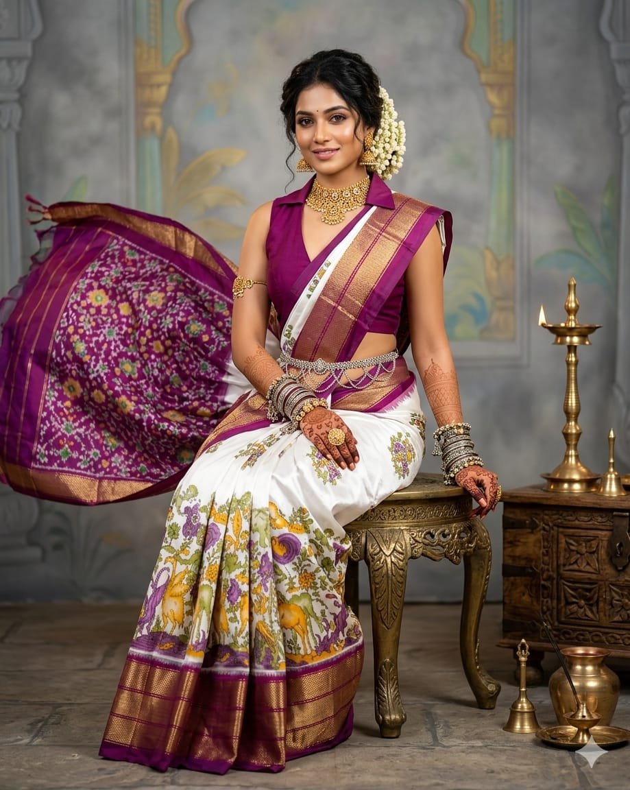 Ikat print saree - PANHY23-IPRSICSCD-19