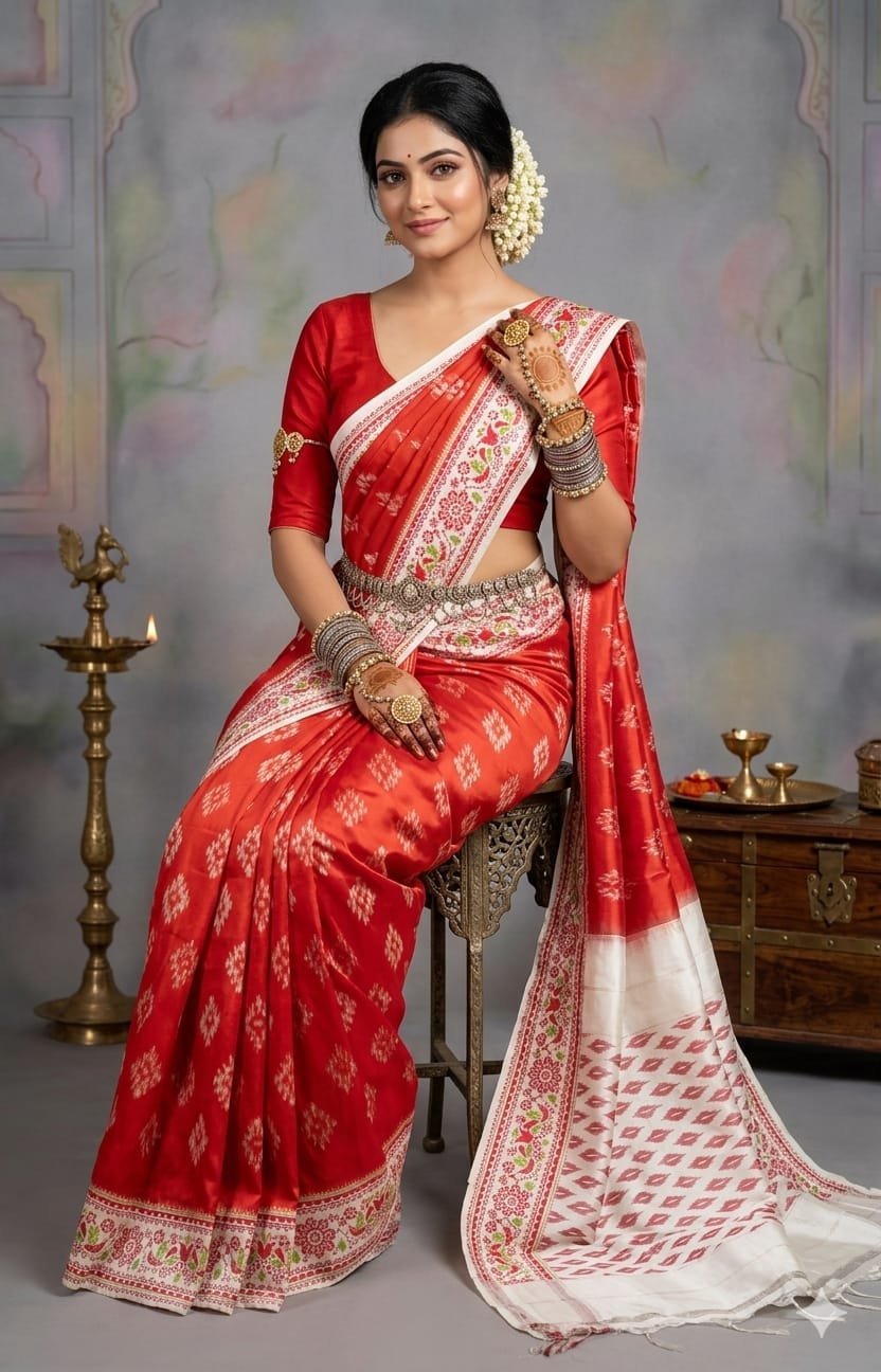 Ikat print saree - PANHY23-IPRSICSCD-20
