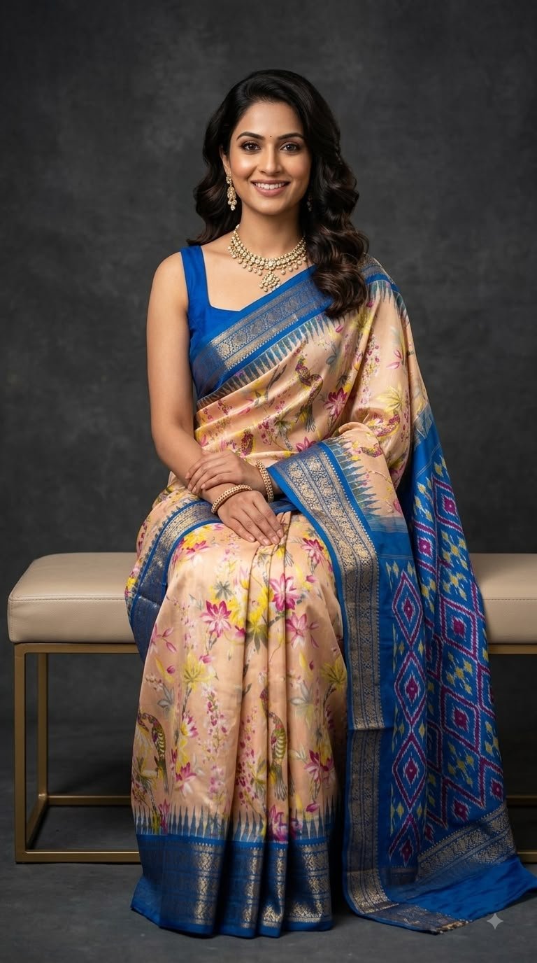 Ikat Print Saree - PUSNG22-IPRSIICDC-03
