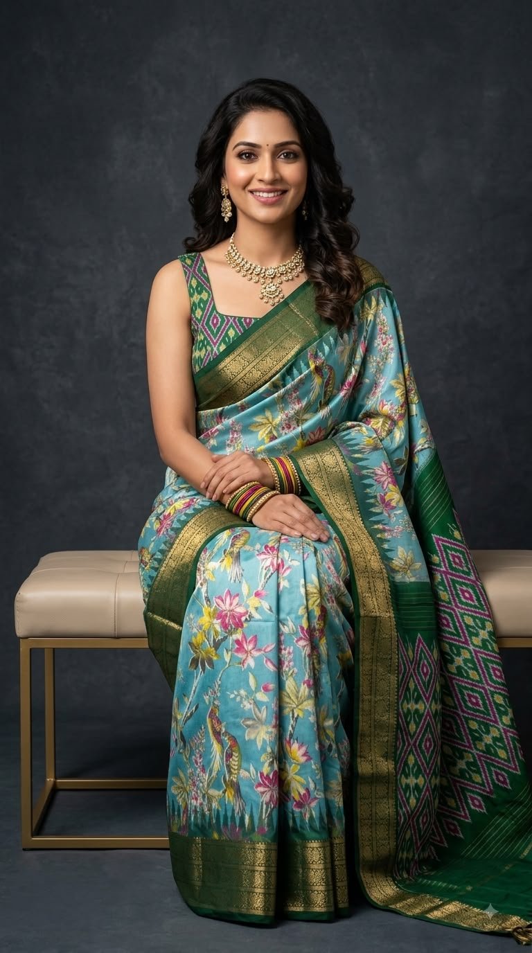 Ikat Print Saree - PUSNG22-IPRSIICDC-08