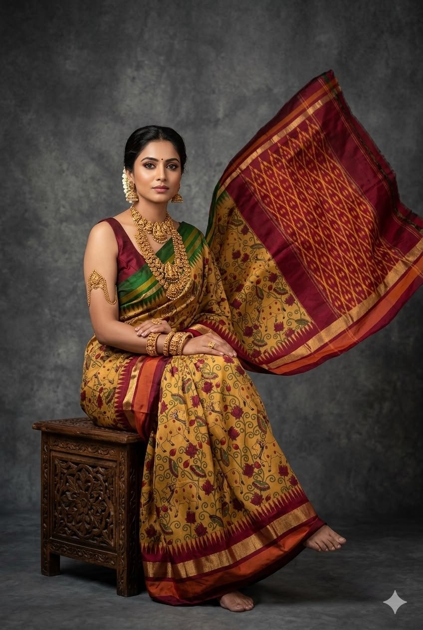 Ikat Print Saree - PUSNG22-IPRSIICDC-09