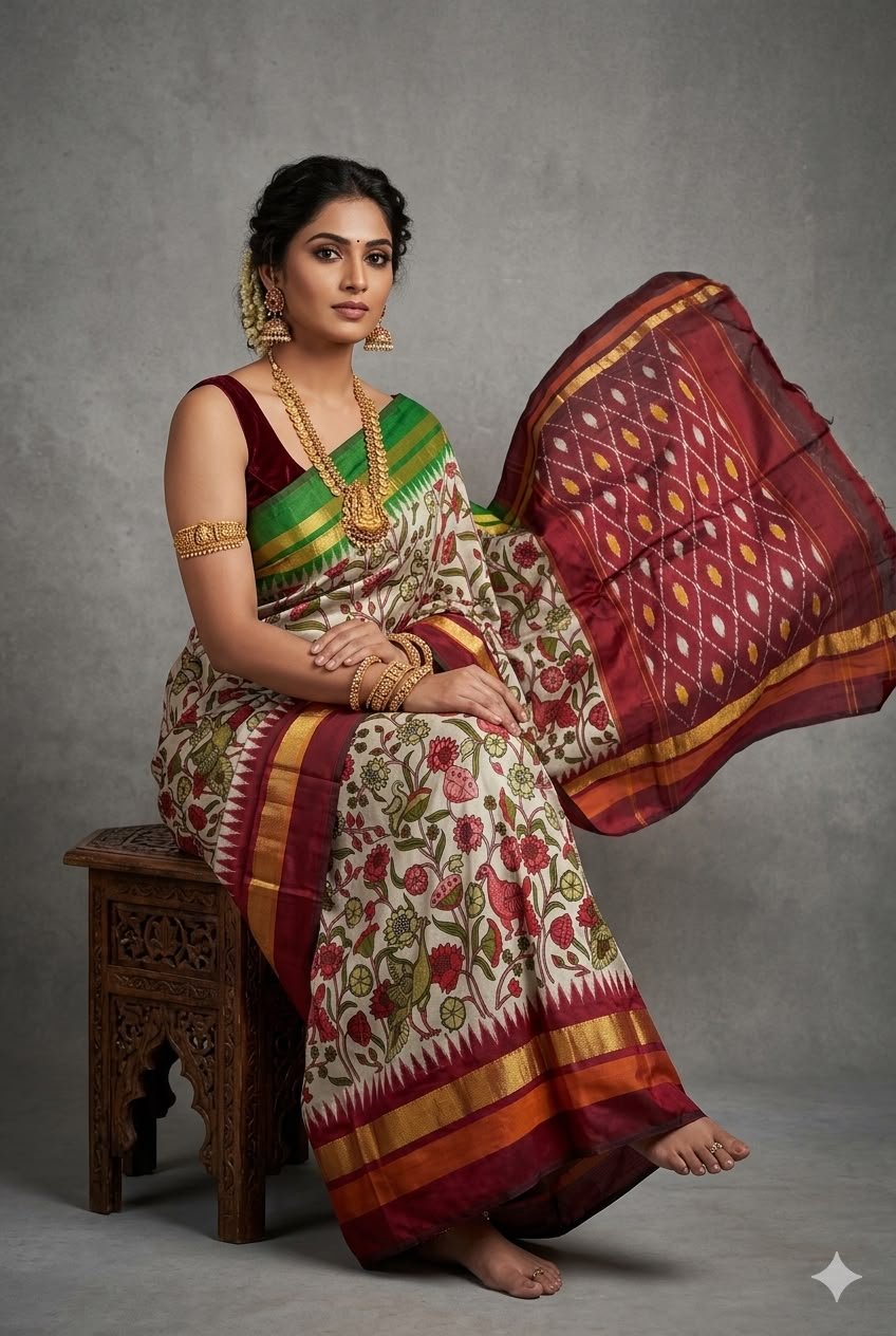 Ikat Print Saree - PUSNG22-IPRSIICDC-11