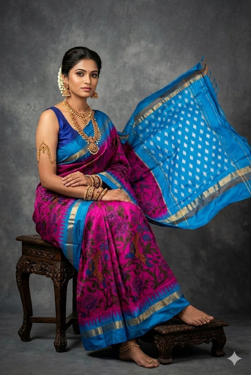 Ikat Print Saree - PUSNG22-IPRSIICDC-13